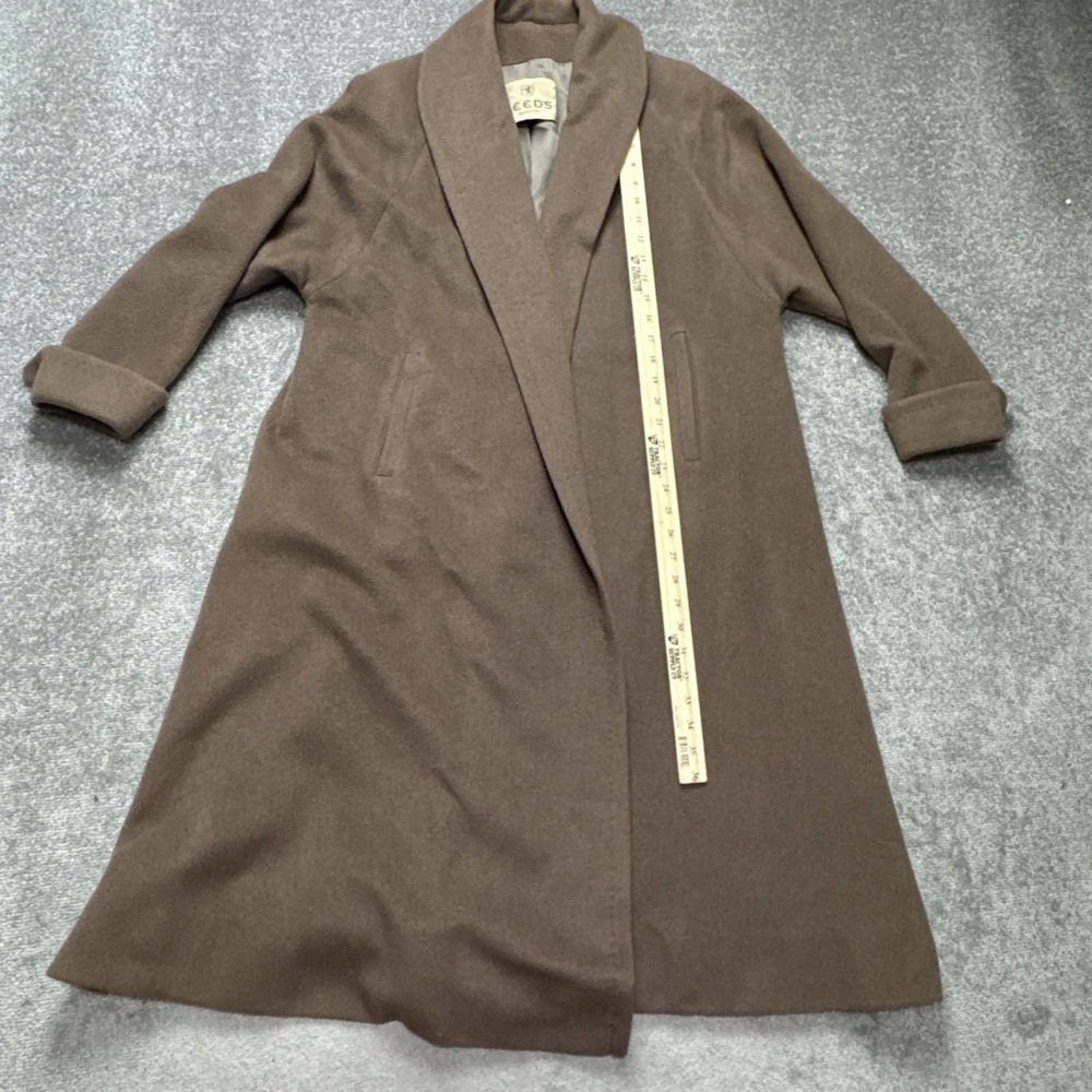 Vintage 100% Cashmere XL Open Front Shawl Collar Coat Brown Country Leeds - Picture 7 of 10